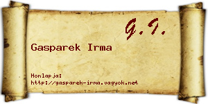 Gasparek Irma névjegykártya